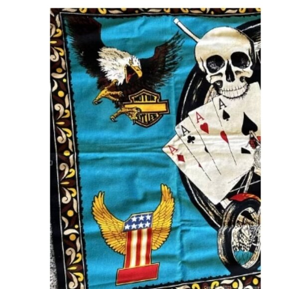 Rare Vintage Ha-Va-Ti Motorcycle Club Tapestry - Eagles/Skulls/Aces - Picture 4 of 11